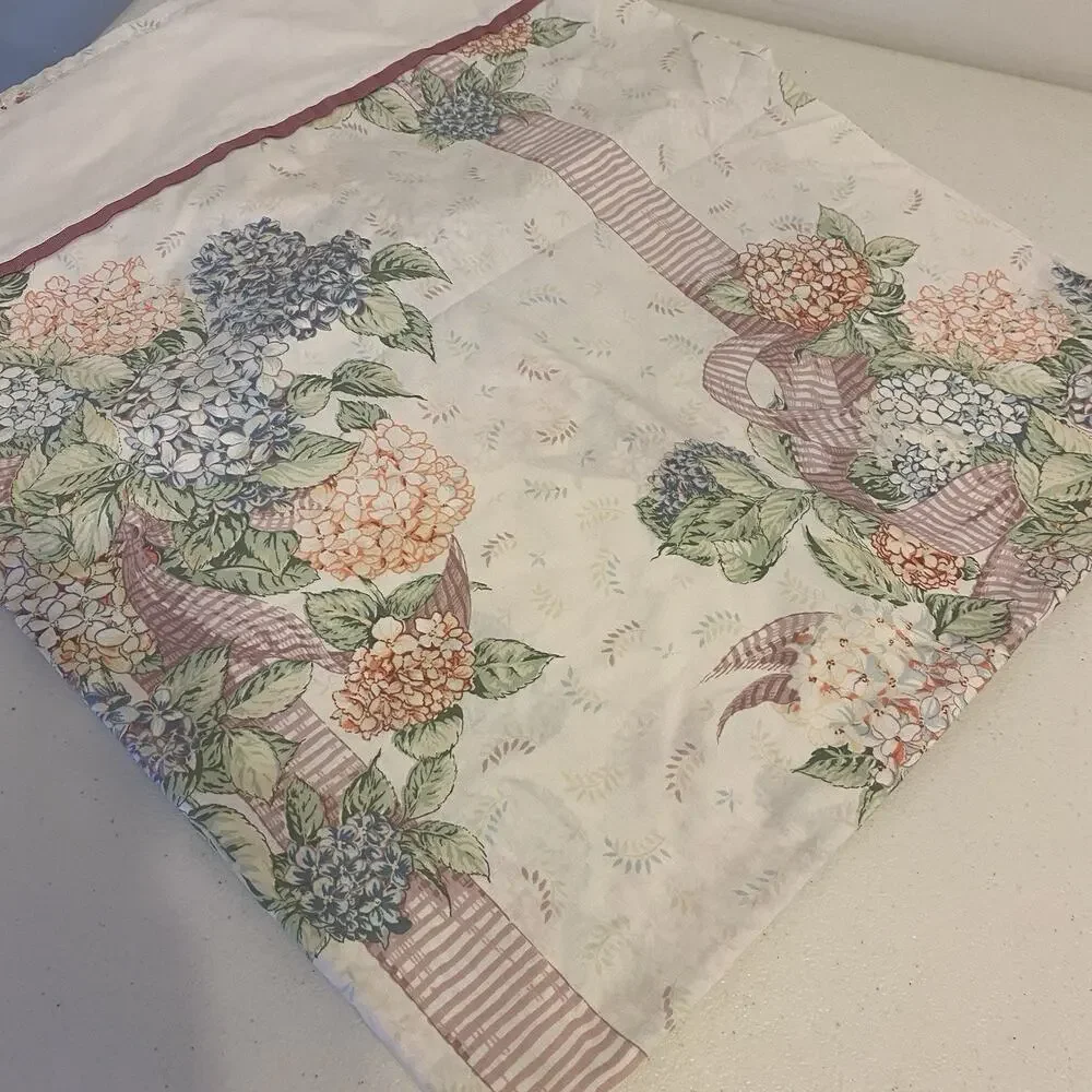 VTG Cotton Blend Twin Size Flat Sheet Blossom Floral Cottagecore Home Collection